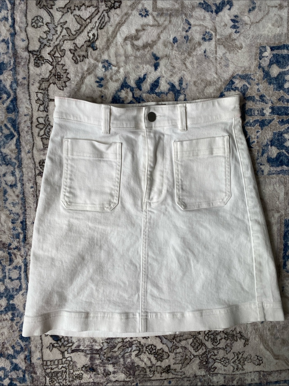 Everlane High Rise White Denim Mini Skirt
